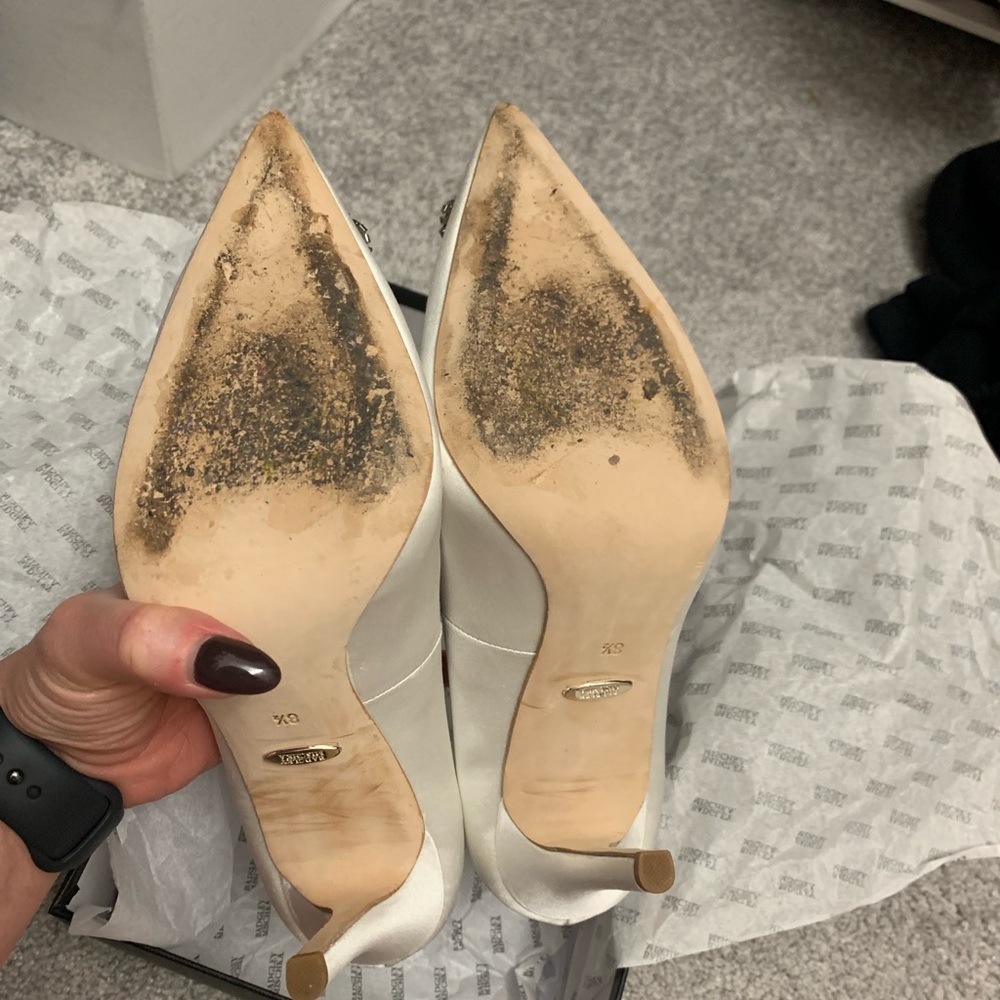 Badgley Mischka Cher Chrystal Embellished Pump- color soft white satin - Picture 12 of 12